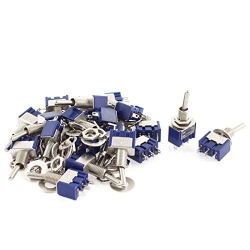 uxcell 20pcs 2 Position 6mm Thread SPDT Locking Toggle Switch Blue AC 125V 6A
