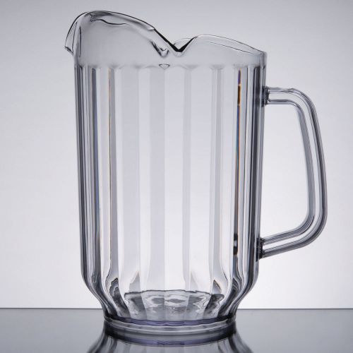 6-Pack Choice 60 oz. Clear Plastic Round Beverage Pitchers w/ 3 Spouts 6903WAYCL