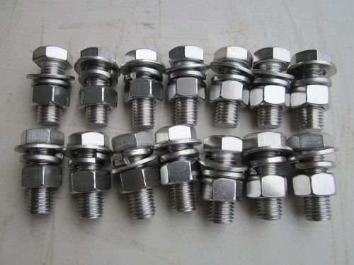 Lot / 14 - 304 stainless steel hex bolts &amp; nuts w/ washers 3/4-10 x 1-15/16&#034; new for sale
