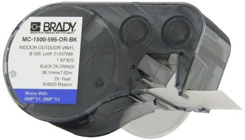 Brady MC-1500-595-OR-BK Vinyl B-595 Black on Orange Label Maker Cartridge, 25&#039;