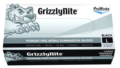 Hospeco proworks grizzlynite gl-n105fm exam grade nitrile glove, powder free, di for sale
