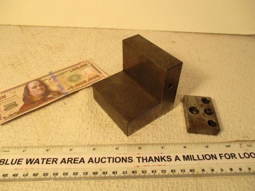 Angle Plate, Machinist Tool, 3&#034; x 3&#034; x 3&#034; x 1&#034; Thick with Stop, Precision Ground