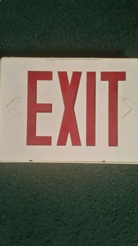 DUAL LITE EXIT SIGN 9&#034; X 13&#034; RED LETTERS, WHITE BACK - USED