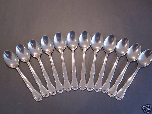 12  ELEGANCE TEASPOONS  NEW 18/0 STAINLESS FREE SHIPPING USA ONLY