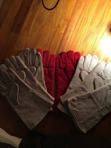 4 Pairs Of Mixed Cowhide Welders Gloves
