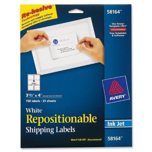 Avery Repositionable Shipping Labels for Inkjet Printers, 3.33 x 4 Inches,
