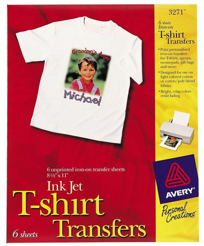 Avery T-shirt Transfers for Inkjet Printers, 8.5 x 11 Inches, for use with Whit