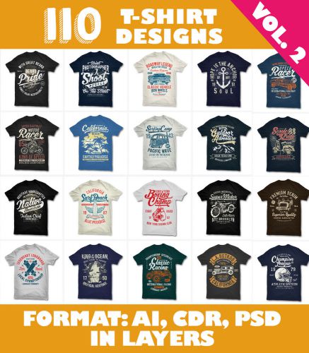 110 VECTORS VOL 2 CLIPART-T-SHIRT SCREEN PRINTING DESIGNS -AI &amp; PSD