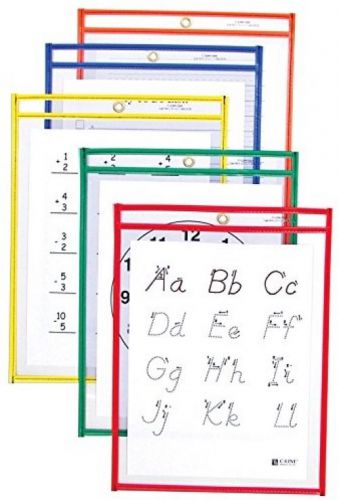 C-Line Reusable Dry Erase Pockets, 9 X 12 Inches, Assorted Primary Colors, 10