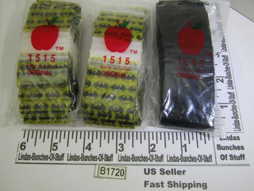 3 bags of 100 1.5&#034; x 1.5&#034; 2 mill plastic zip seal 2 batman 1 black b1720 for sale