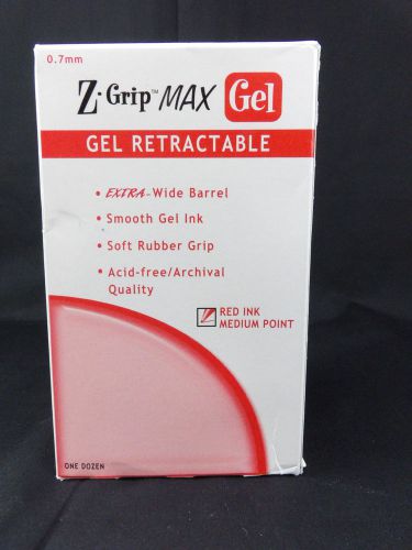 Zebra Z-Grip Max Roller Ball Retractable Gel Pen Red Ink Medium Dozen NIP