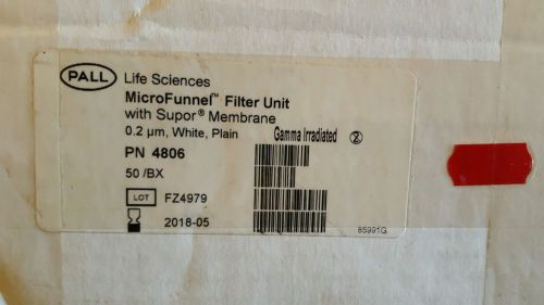 Pall Microfunnel Filter Unit with Supor Membrane White Plain Lot# FZ4979