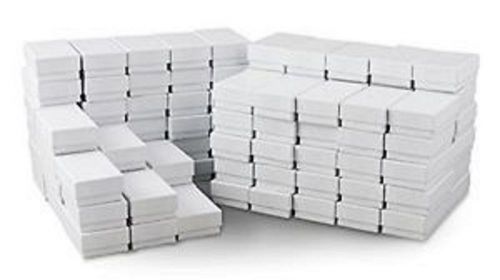 SALE! 100 WHITE COTTON FILLED GIFT BOXES 3&#034;x2-1/8&#034;x1&#034; RECTANGLE MADE IN USA
