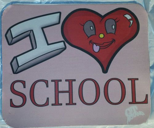 I Love School with Heart Pink Mouse Pad
