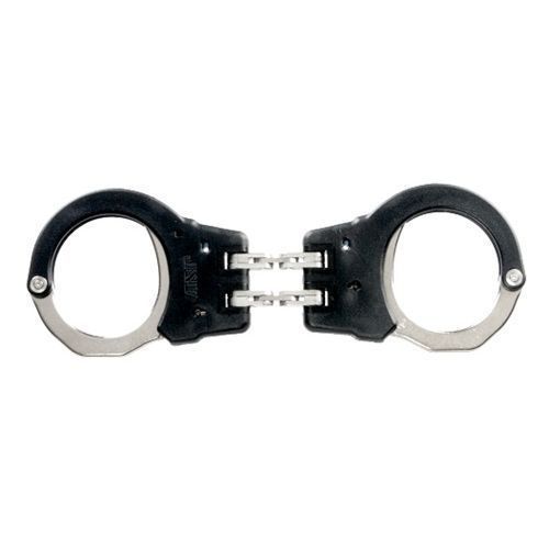 New ASP High Security Hinged Black Stainless Steel 2 Pawl Handcuffs 46111
