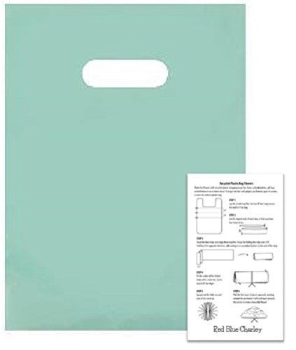 Red Blue Charley 250 Aqua 9x12 Die Cut Handle Plastic Bag 2.5 mil with Crafting