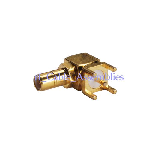 50 PCS SMB Male Plug PCB Connector Right Angle Goldplated RF Coax Connector