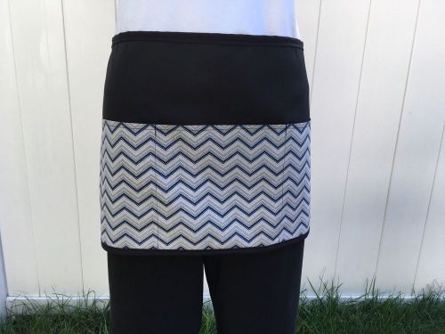 Black 3 pocket Chevron waitress waist Half apron  Server resturants Classyaprons