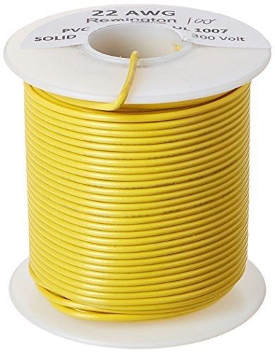 Remington industries 22ul1007sldyel ul1007 22 awg gauge solid hook-up wire, for sale