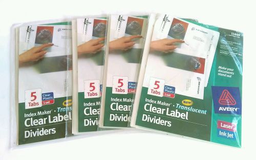 AVERY  # 11449 CLEAR LABEL DIVIDERS index maker translucent 4 packets each has 5