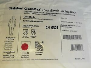 LAKELAND CLEAN MAX STERILE COVERALL WITH BINDING NECK 24 COUNT BRAND NEW