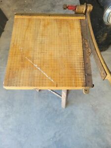 Vintage Ingento No.5 Paper Cutter 15.5&#034; X 15.5” Maple Base - Cast Iron