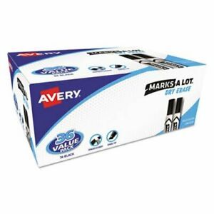 Avery Desk-Style Dry Erase Marker, Chisel Tip, Black, 36/Pack (AVE98207)
