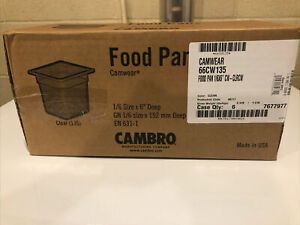 CAMBRO CA66CW135 Food Pan, Sixth Size, Clear, Pack Of 6