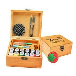 Sewing Kit, Wooden Sewing Kit Box for Adults, Wooden Sewing Basket with