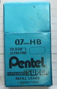 Pentel 50-HB Super Hi-Polymer Leads, 0.7 mm, HB, Medium, Black, 12 Tubes. 50