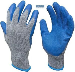 Large Blue Rubber Latex Double Coated Work Gloves
