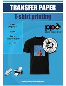 PPD Inkjet Iron-On Dark T Shirt Transfers Paper 11x17&#034; Pack of 10 Sheets PPD-...