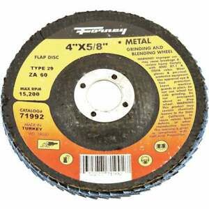 Forney 4 In. x 5/8 In. 60-Grit Type 29 Blue Zirconia Angle Grinder Flap Disc