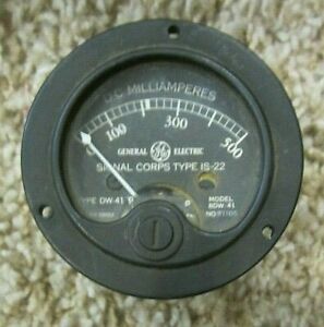 General Electric Signal Corps Type IS-22 DC Milliamperes Meter, Untested