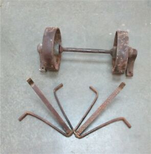 Old Factory Cart Wheels with Axle, 2 Steel Wheels &amp; Axle, Industrial Age Dcor