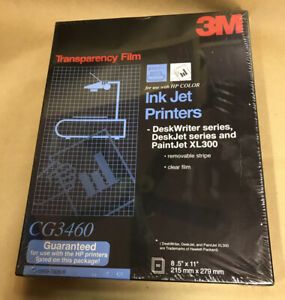 3M CG3460 Transparency Film 50 Sheets HP Color Ink Jet Printers 8 1/2 x 11