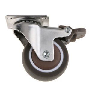 Heavy Duty Rubber Base Swivel Castor w/ Top Plate Furniture Casters 2 Inch