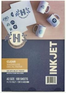 Hayes Paper Co. Waterslide Decal Paper Clear For Inkjet, A4, 20 sheets