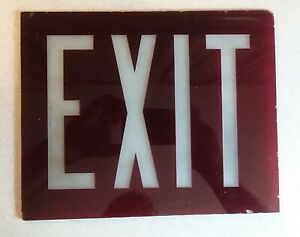 Vintage Reverse Painted Glass Exit Sign 8&#034; x 10&#034; Red flat plate