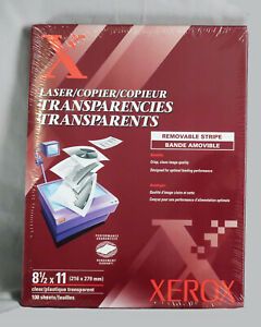 XEROR Laser Copier Transparency film 8 1/2 x11 100 sheets Removable Stripe