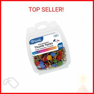BAZIC Push Pins, Assorted Color Flat Head Steel Point Thumb Tacks Pin for Co …