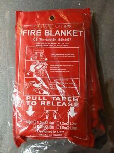 2pk Emergency Fire Blanket, Protective Fabric Fiberglass Flame Retardant, 1mx1m