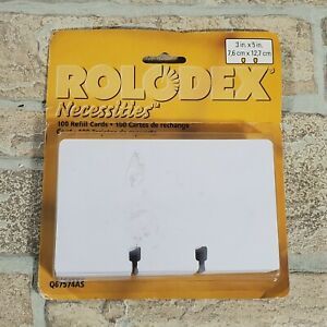 Rolodex Necessities 100 Slotted Refill Cards 3&#034; x 5&#034; New Sealed