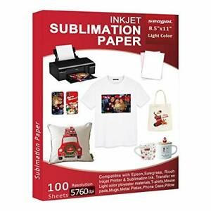 Sublimation Paper 100 Sheets 8.5 x 11 Inches for Any Inkjet Printer with Subl...