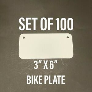 3&#034; X 6&#034; GLOSS WHITE ALUMINUM SUBLIMATION BICYCLE LICENSE PLATE - SET OF 100