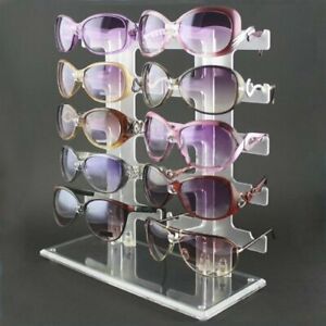 Allpdesky Two Row Sunglasses Rack 10 Pairs Glasses Holder Display Stand Trans...