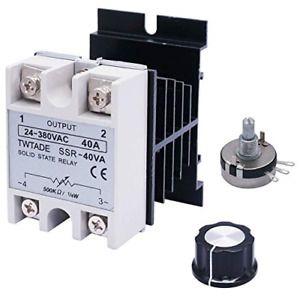 TWTADE SSR-40VA 500K ohm 1/4W to 24-380VAC 40A Single Phase Solid State Relay