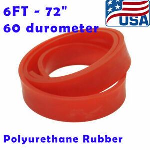 6FT 72&#034; Silk Screen Printing Squeegee Blade 60 DURO  Polyurethane Rubber Red