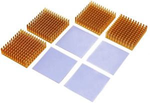 BNTECHGO  4  Pcs  40Mm  X  40Mm  X  11Mm  Golden  Aluminum  Heatsink  Cooling  F