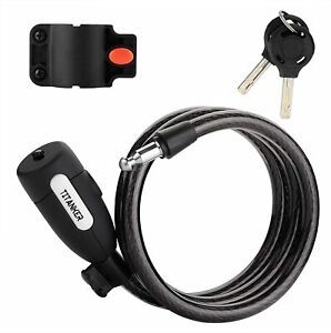 Titanker Bike Lock, Locks Cable Lock Coiled Secure 6 Feet, Clear Black